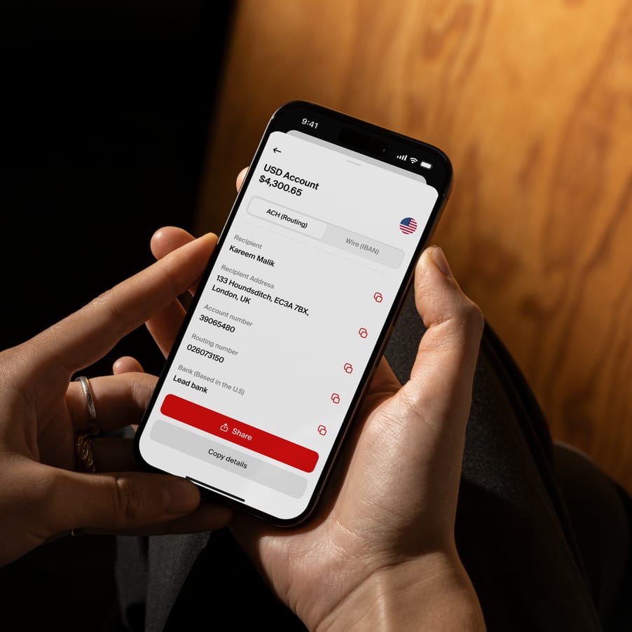 USD account details in the nsave app