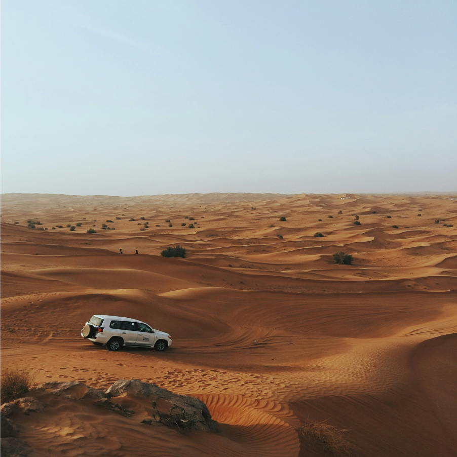 Sand dunes in the desert outside Dubai