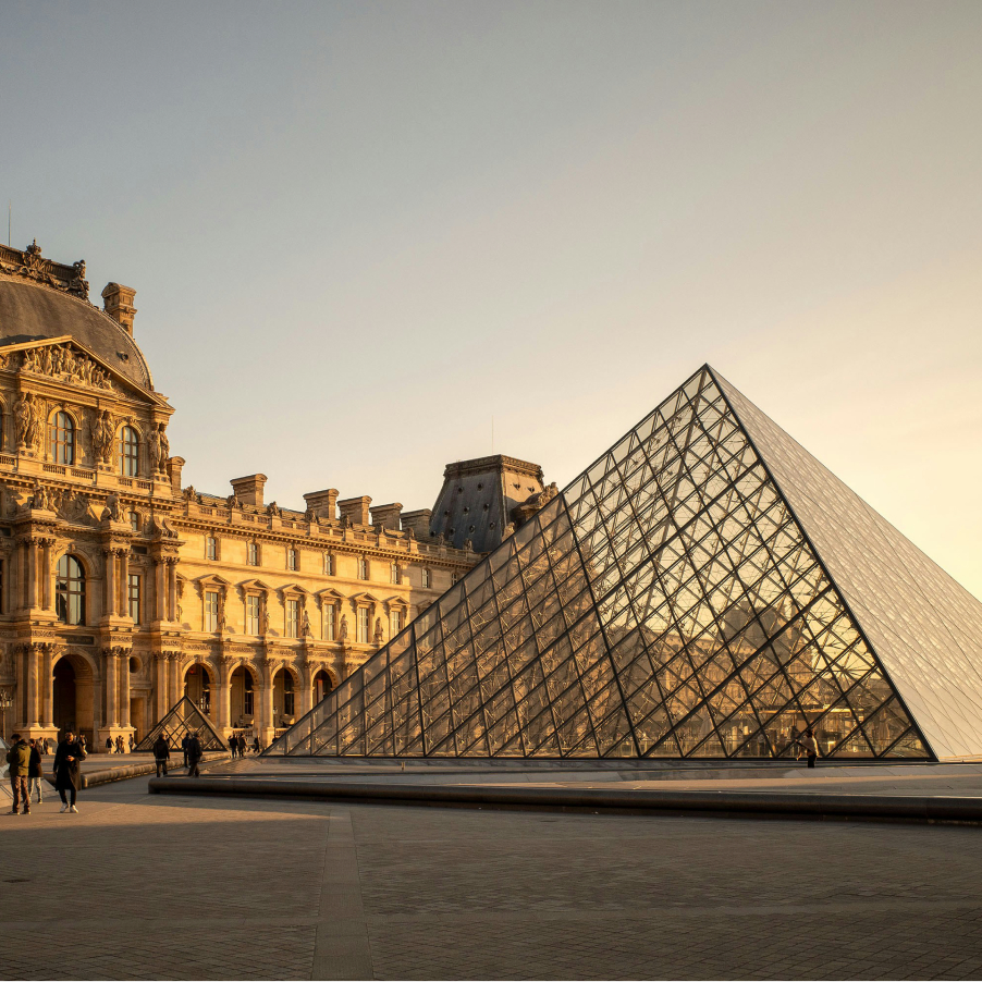 The Louvre glass pyramid in Paris